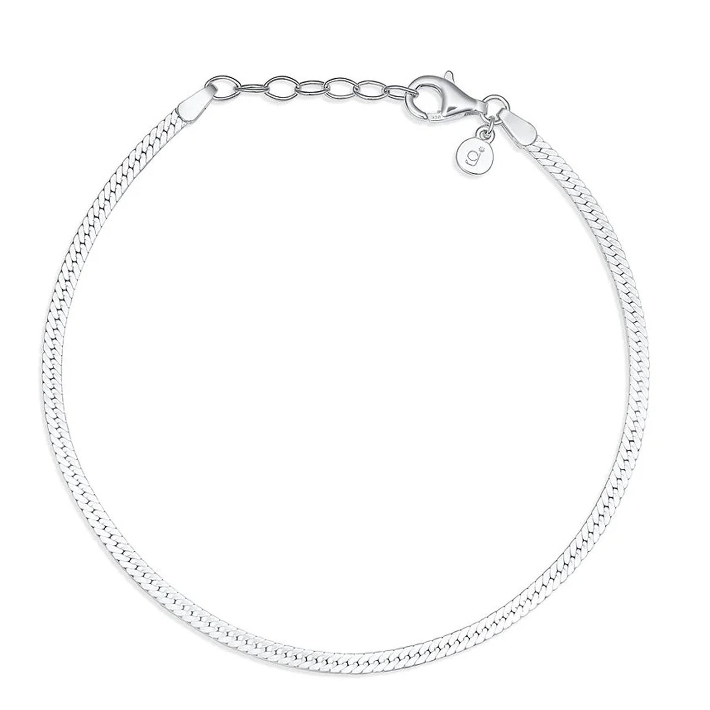 Silver chain bracelet on a white background