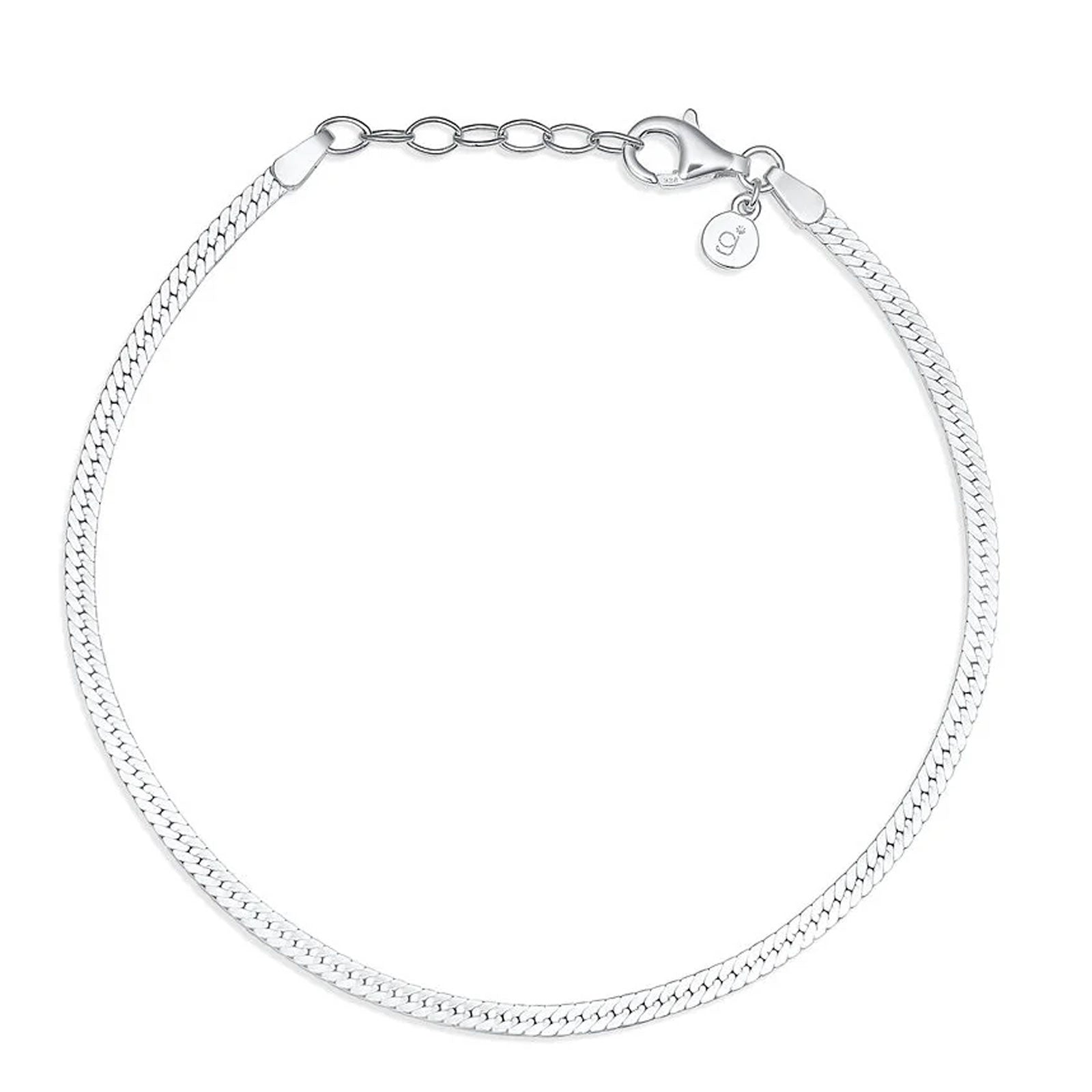 Silver chain bracelet on a white background