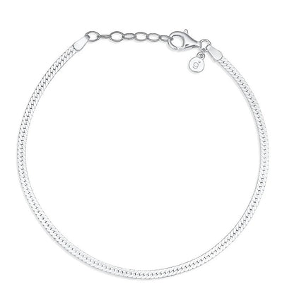 Silver chain bracelet on a white background