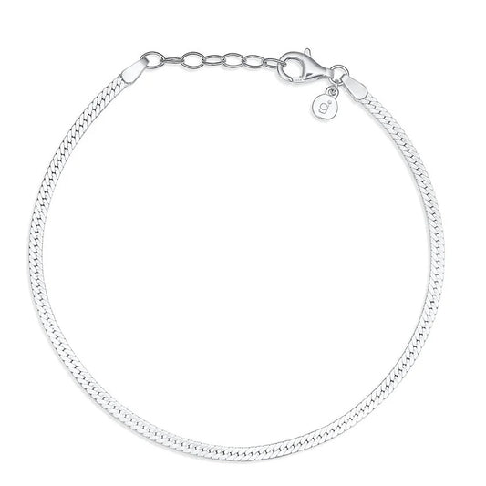 Silver chain bracelet on a white background