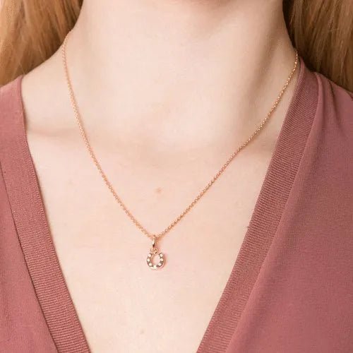 Gemma J Horseshoe Sparkly Rose Gold Necklace - Cotswold Jewellery