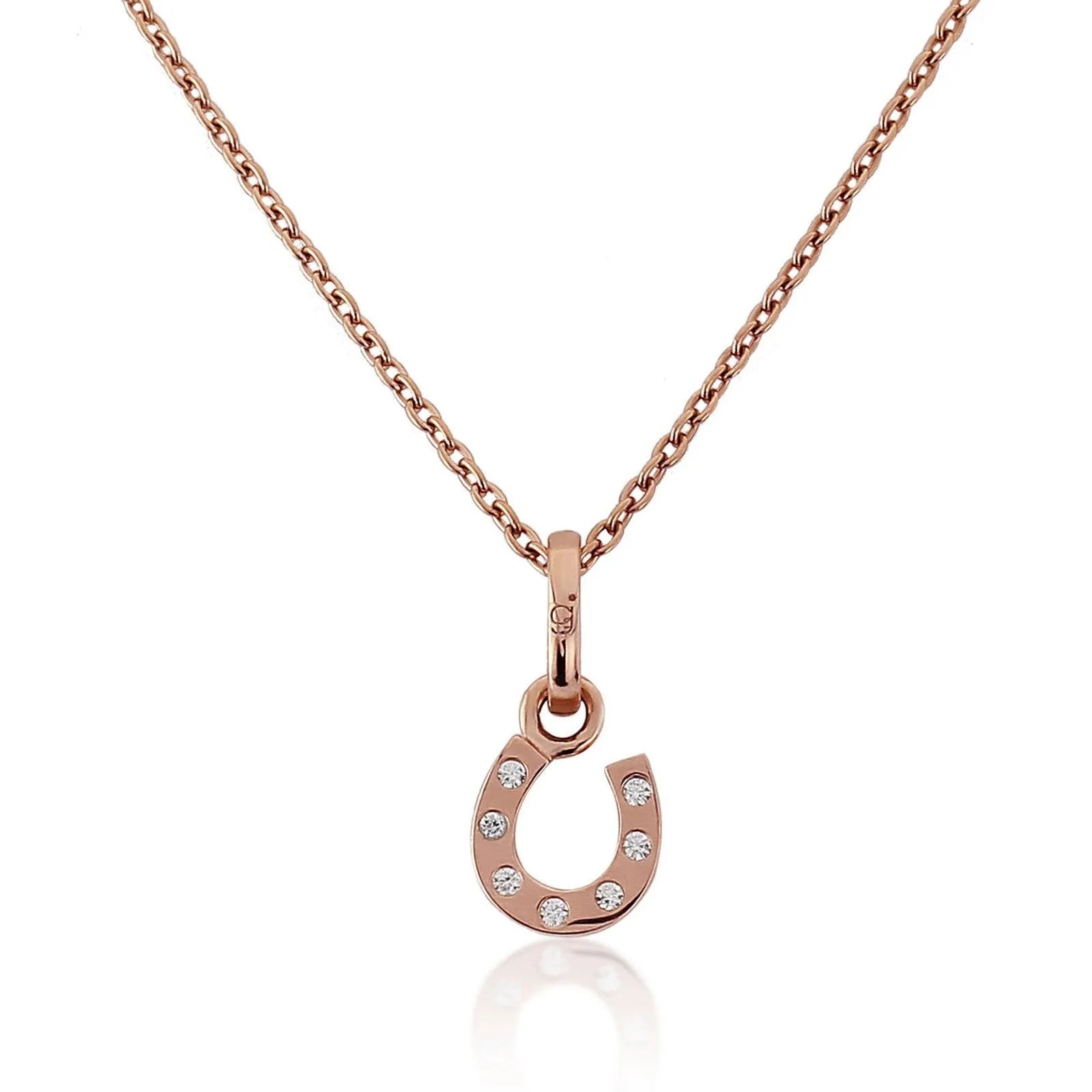 Gemma J Horseshoe Sparkly Rose Gold Necklace - Cotswold Jewellery