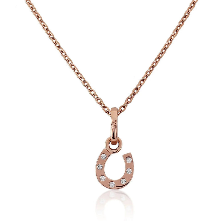 Gemma J Horseshoe Sparkly Rose Gold Necklace - Cotswold Jewellery