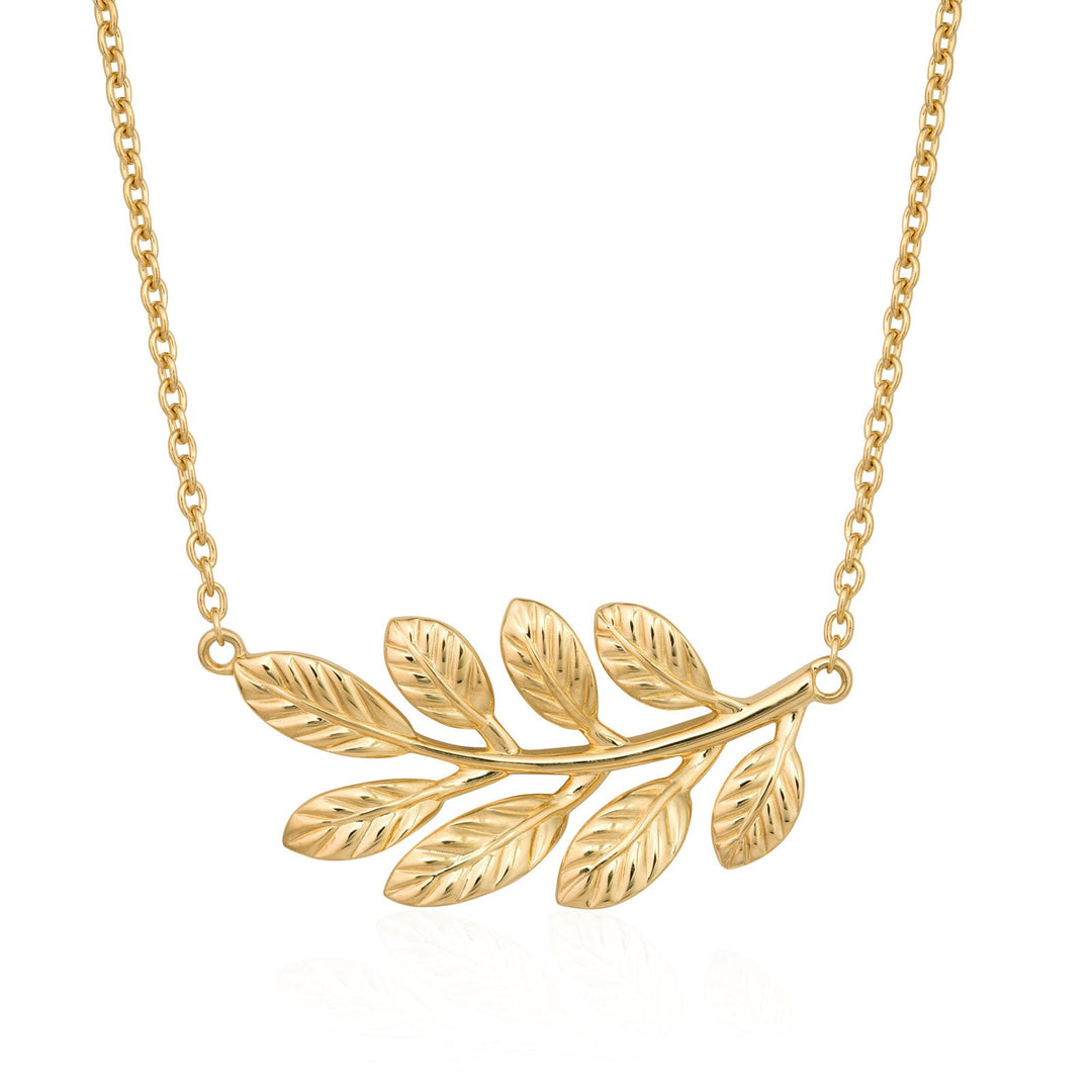Gemma J Laurel Leaf Gold Necklace - Cotswold Jewellery