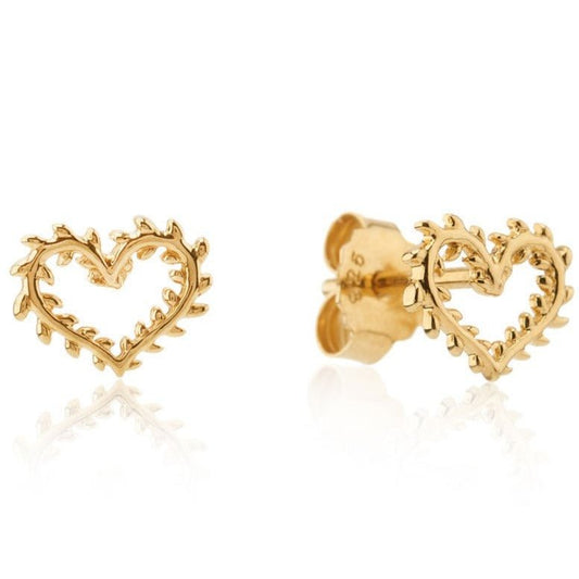 Gemma J Leaf Yellow Gold Heart Earrings - Cotswold Jewellery