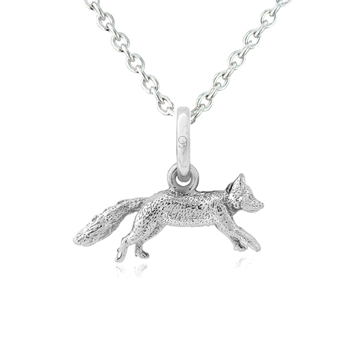 silver fox pendant on white background
