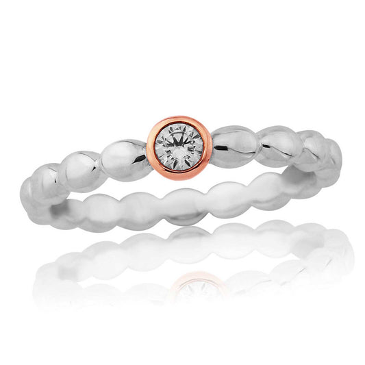 Gemma J Pebbled Dazzle Sterling Silver Ring - Cotswold Jewellery