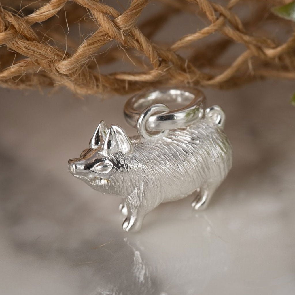 Gemma J Perfect Pig Silver Charm - Cotswold Jewellery