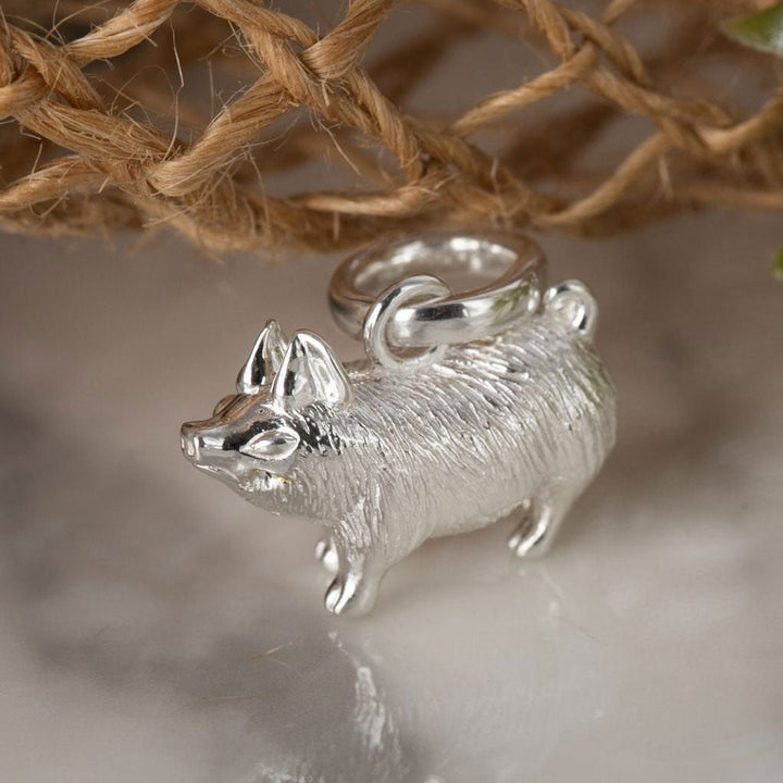Gemma J Perfect Pig Silver Charm - Cotswold Jewellery