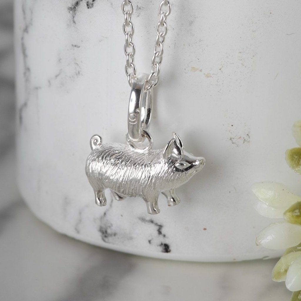 Gemma J Perfect Pig Silver Necklace - Cotswold Jewellery