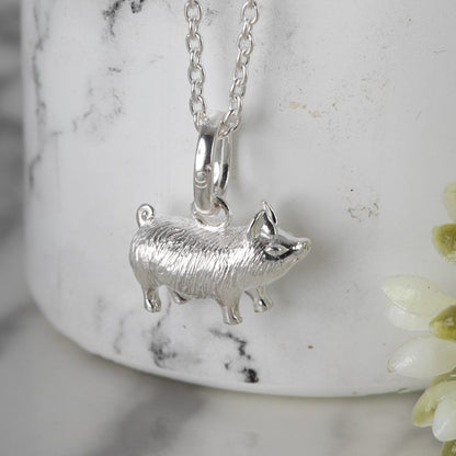 Gemma J Perfect Pig Silver Necklace - Cotswold Jewellery