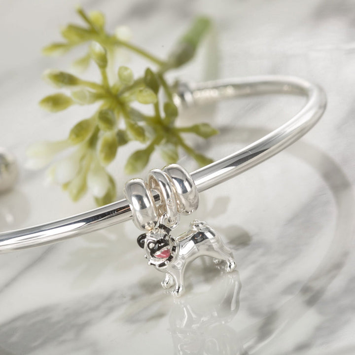 Gemma J Pug Sterling Silver Charm - Cotswold Jewellery