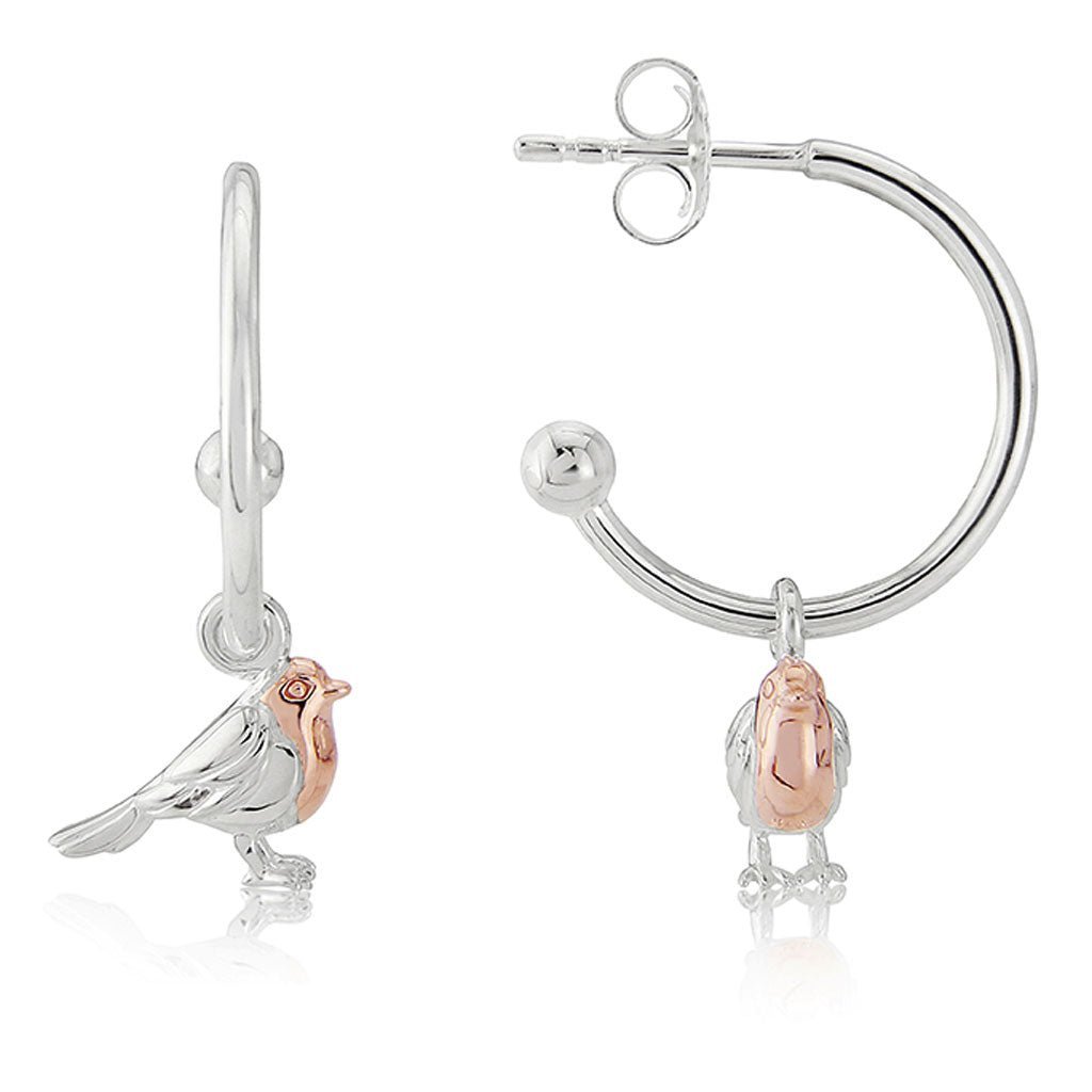 Gemma J Robin Hoop Sterling Silver Earrings - Cotswold Jewellery