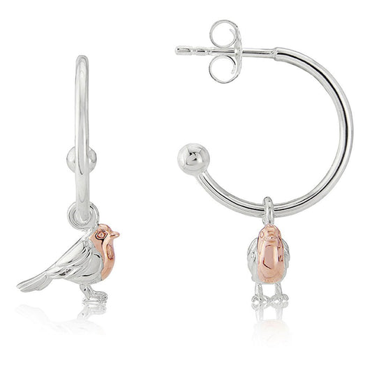 Gemma J Robin Hoop Sterling Silver Earrings - Cotswold Jewellery