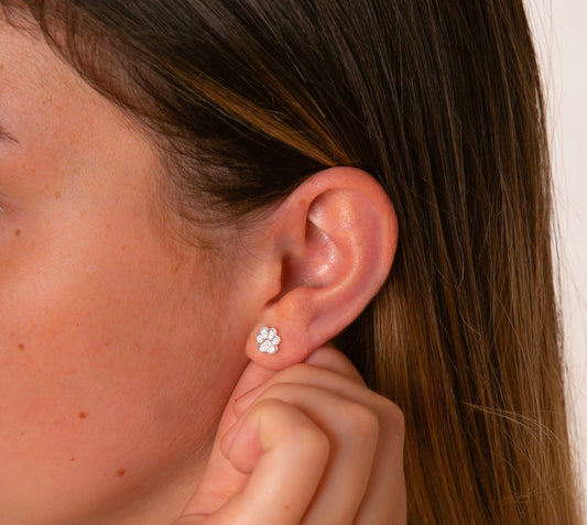 Gemma J Sparkly Dog Paw Sterling Silver Earrings - Cotswold Jewellery