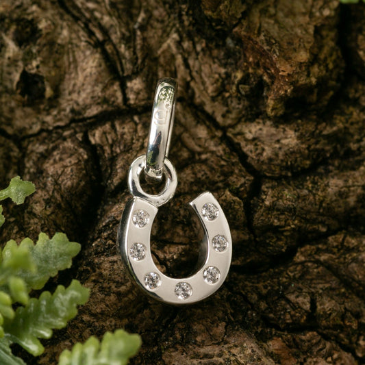 Gemma J Sparkly Horseshoe Sterling Silver Charm - Cotswold Jewellery
