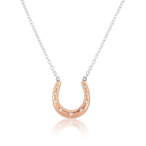 Gemma J Sparkly Rose Gold Horseshoe Necklace - Cotswold Jewellery