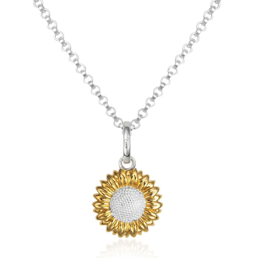 Gemma J Sunflower Sterling Silver Necklace - Cotswold Jewellery