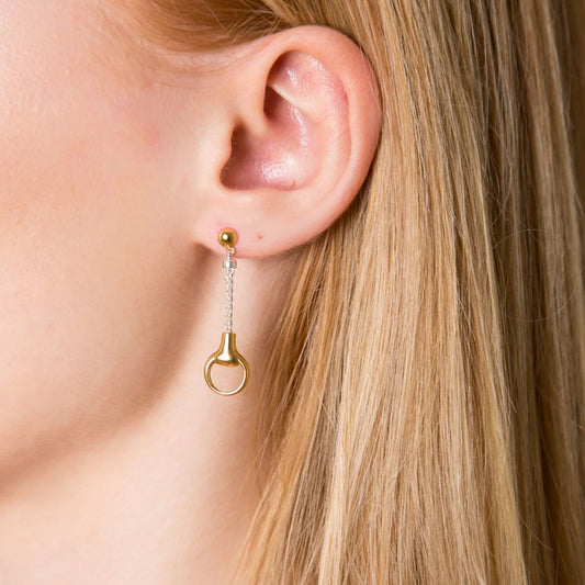 Gemma J Two Tone Snaffle Drop Earrings - Cotswold Jewellery