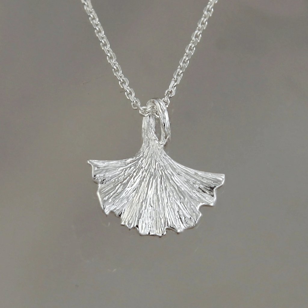 Ginkgo Leaf Sterling Silver Necklace - Cotswold Jewellery