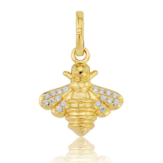 gold bee charm on white background