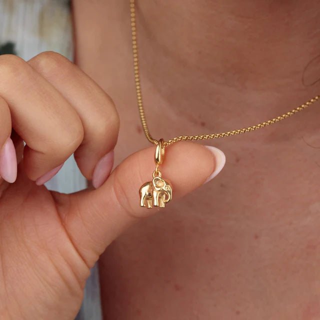 Gold Elephant Charm - Cotswold Jewellery