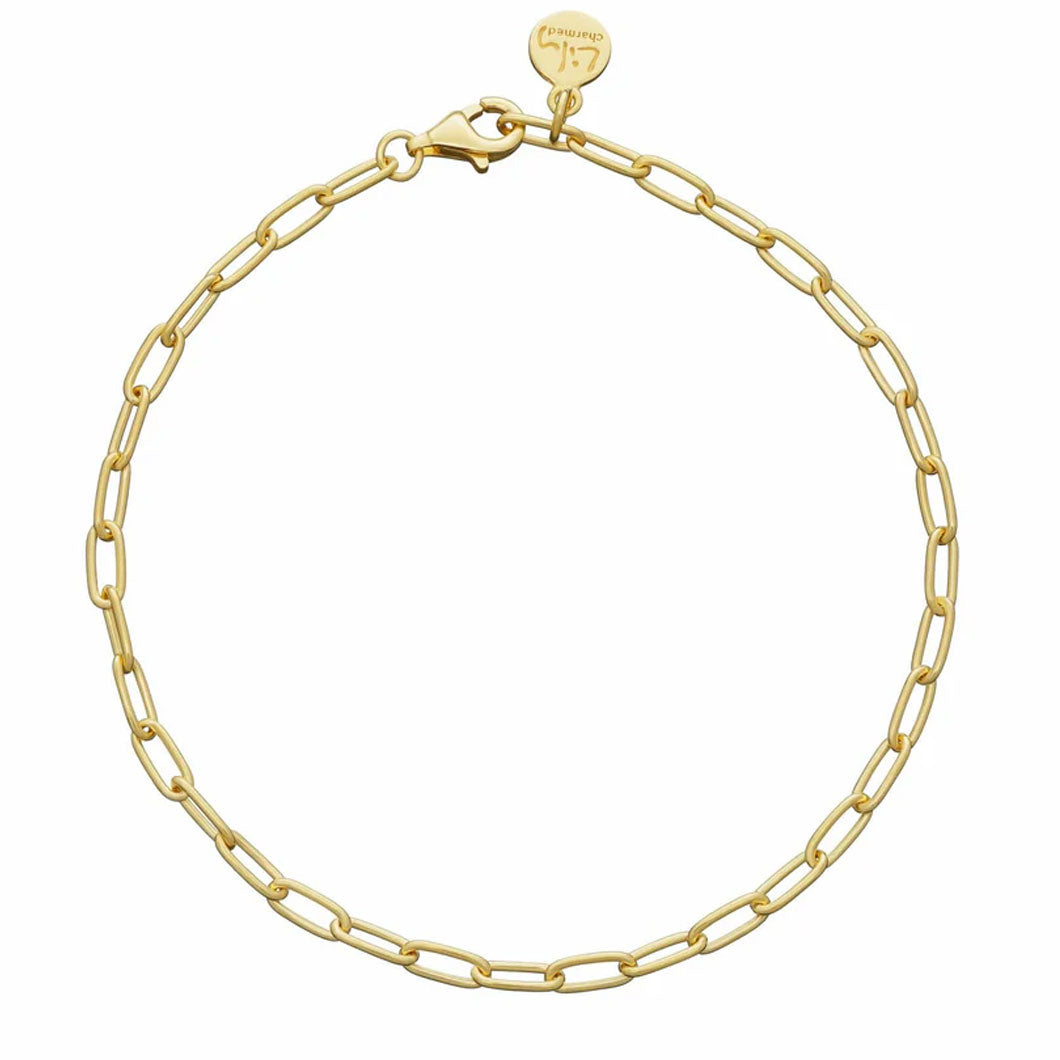 Gold chain bracelet on a white background