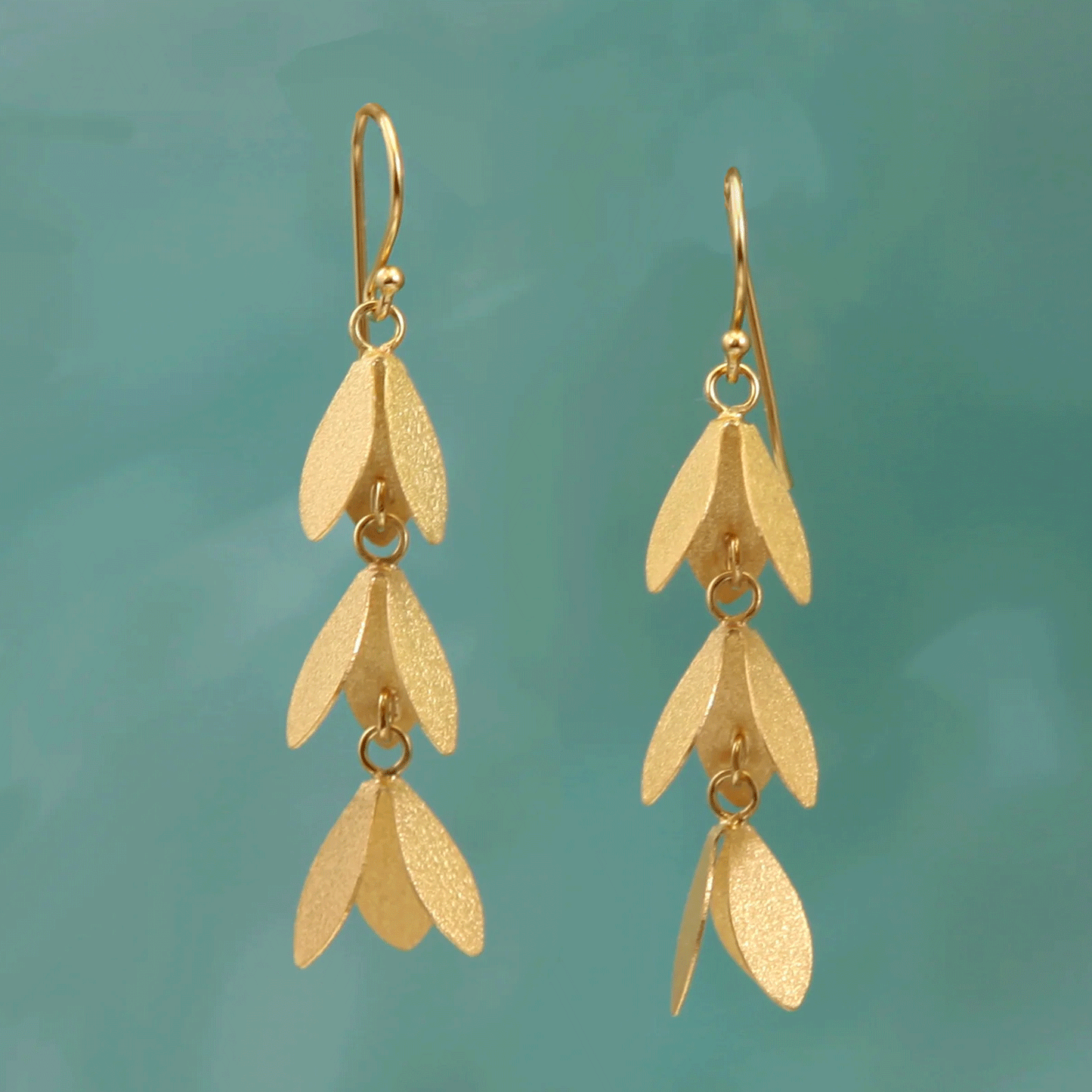 Christin Ranger Golden Catkin Drop Flower Earrings - Cotswold Jewellery
