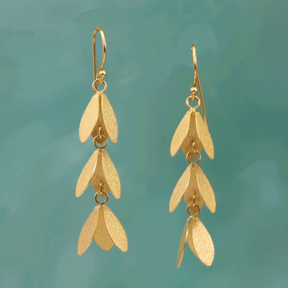 Christin Ranger Golden Catkin Drop Flower Earrings - Cotswold Jewellery