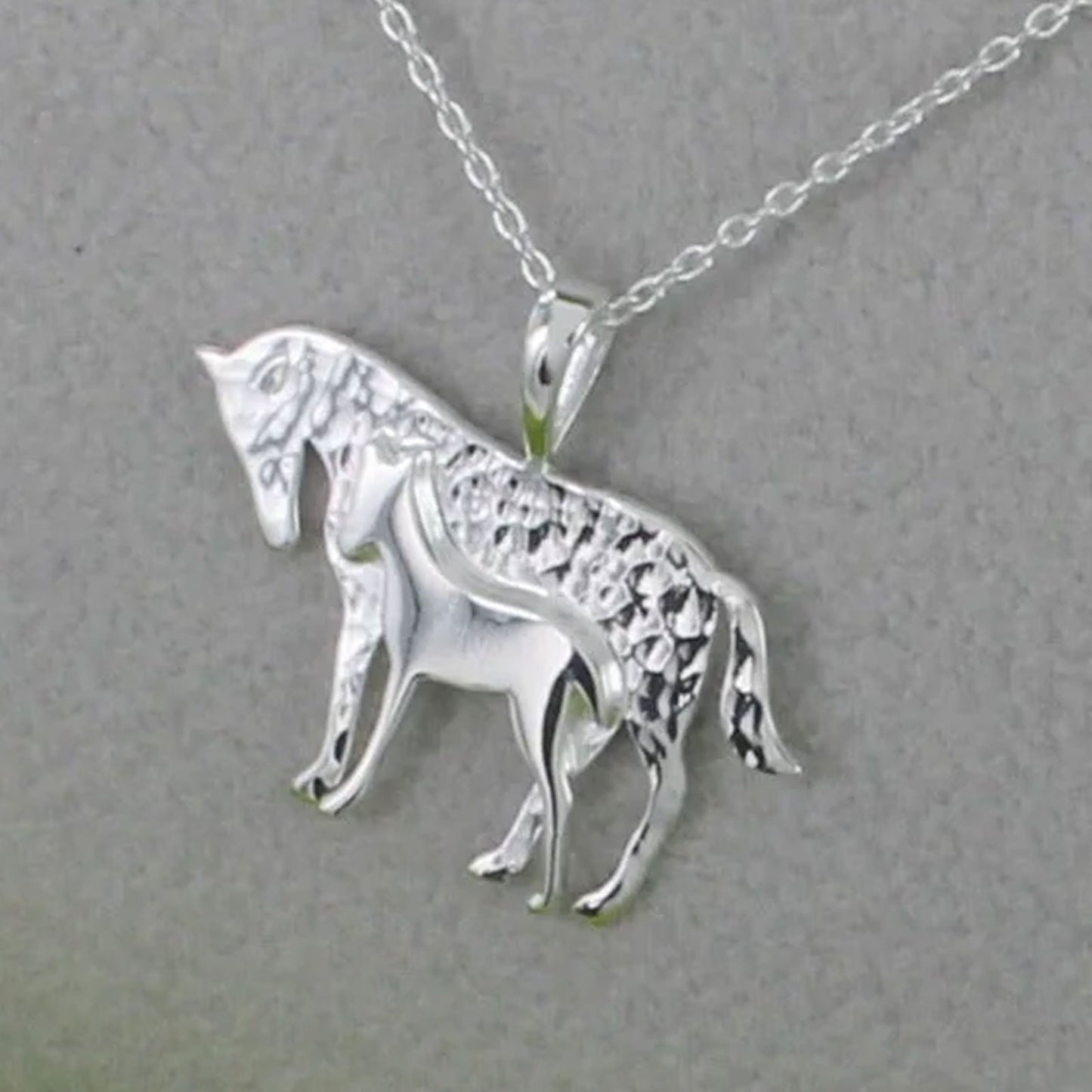 Mare and Foal Recycled Sterling Silver Necklace
