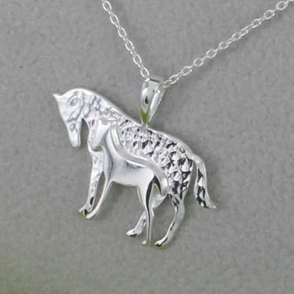 Mare and Foal Recycled Sterling Silver Necklace