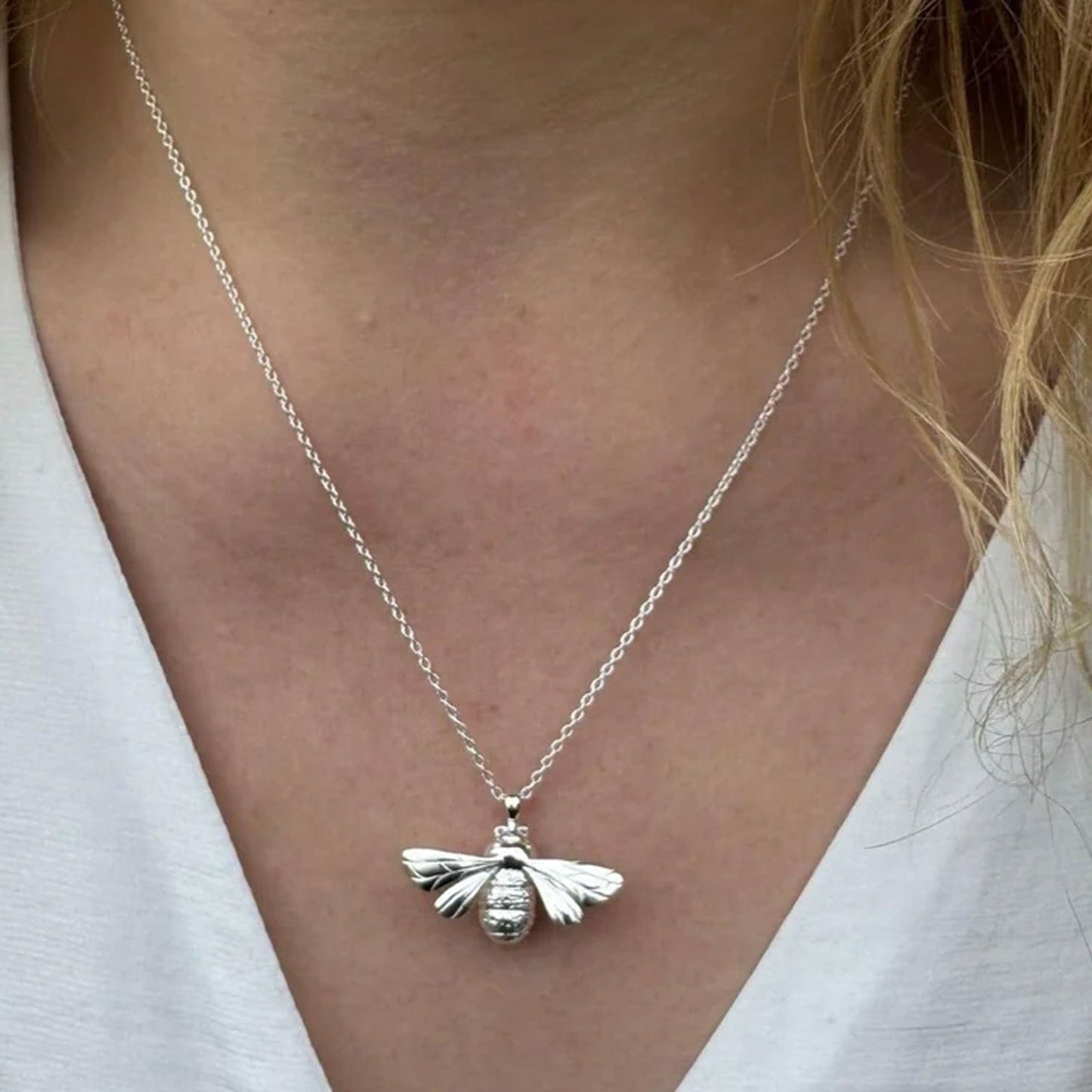 Gorgeous Queen Bee Recycled Sterling Silver Necklace - Cotswold Jewellery