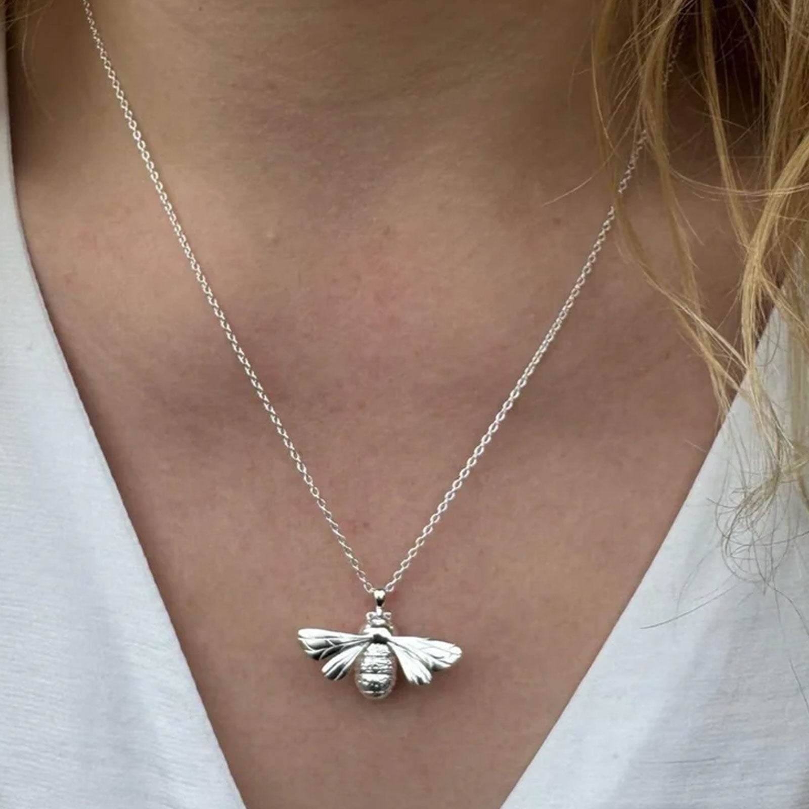 Gorgeous Queen Bee Recycled Sterling Silver Necklace - Cotswold Jewellery