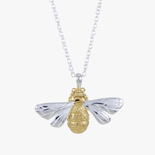 Gorgeous Queen Bee Sterling Silver & Gold Necklace - Cotswold Jewellery