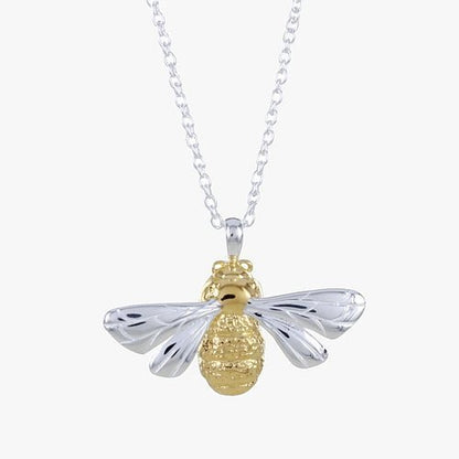 Gorgeous Queen Bee Sterling Silver & Gold Necklace - Cotswold Jewellery