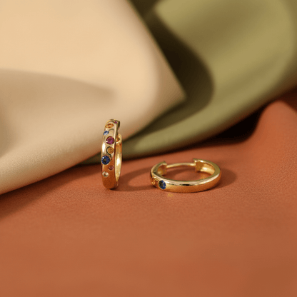 Gorgeous Rainbow Gold Hoop Earrings - Cotswold Jewellery