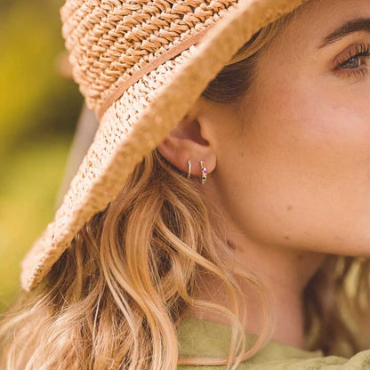 Gorgeous Rainbow Gold Hoop Earrings - Cotswold Jewellery
