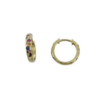 Gorgeous Rainbow Gold Hoop Earrings - Cotswold Jewellery