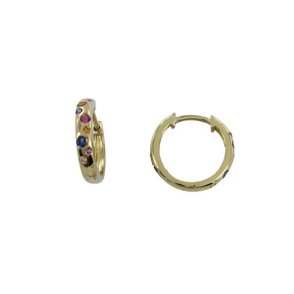 Gorgeous Rainbow Gold Hoop Earrings - Cotswold Jewellery