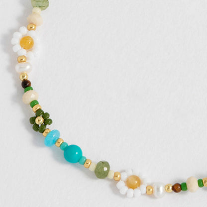 Green Flower Beaded Bracelet - Cotswold Jewellery