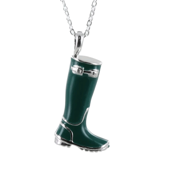 Green Welly Boot Necklace - Cotswold Jewellery