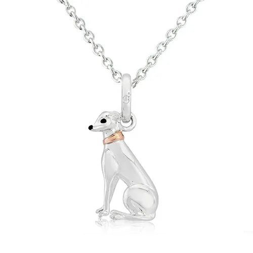 Greyhound Dog Recycled Sterling Silver Necklace - Cotswold Jewellery