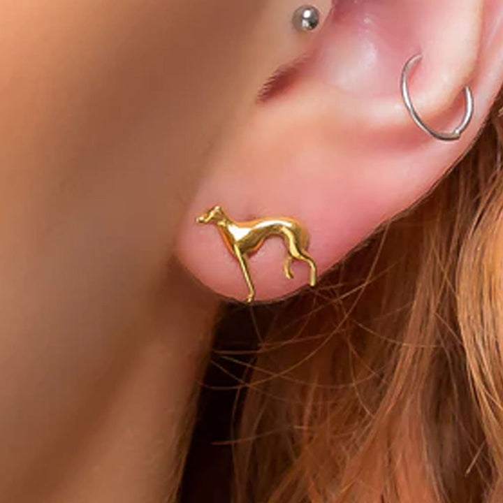 Greyhound Golden Earrings - Cotswold Jewellery