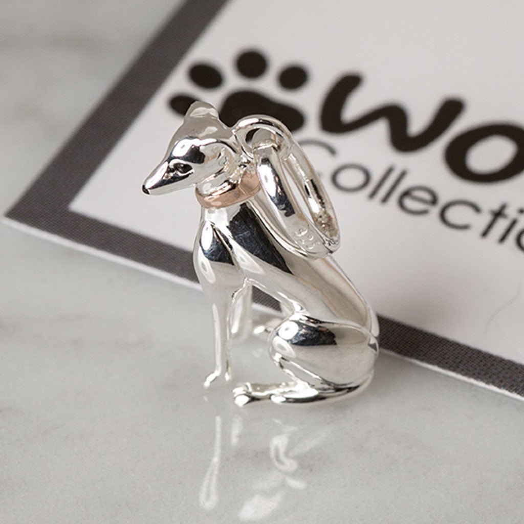 Greyhound Recycled Sterling Silver Charm - Cotswold Jewellery