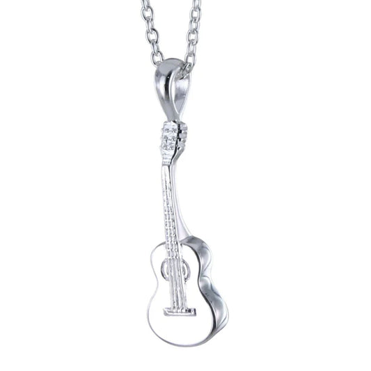 Guitar Recycled Sterling Silver Necklace - Cotswold Jewellery