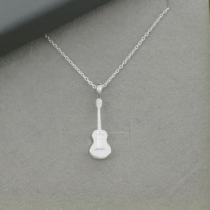 Guitar Recycled Sterling Silver Necklace - Cotswold Jewellery