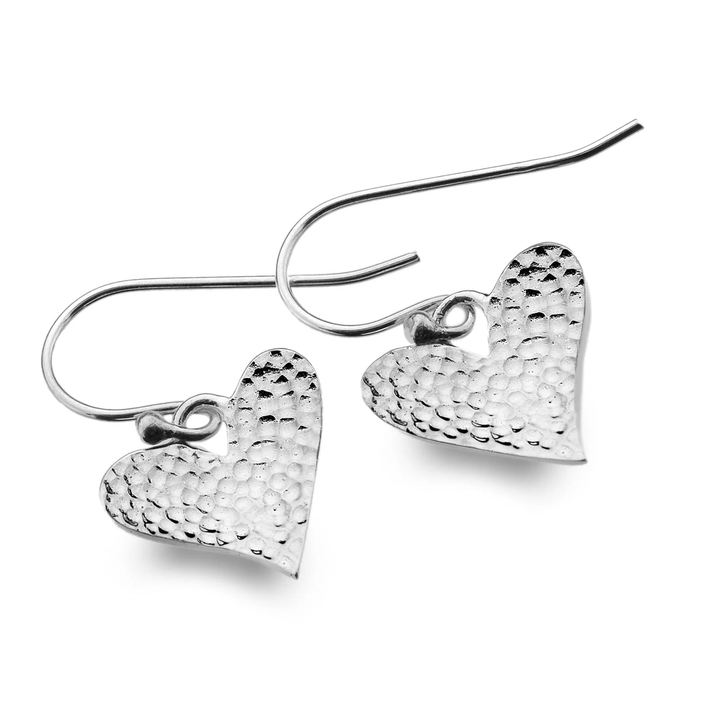 Hammered Heart Drop Earrings