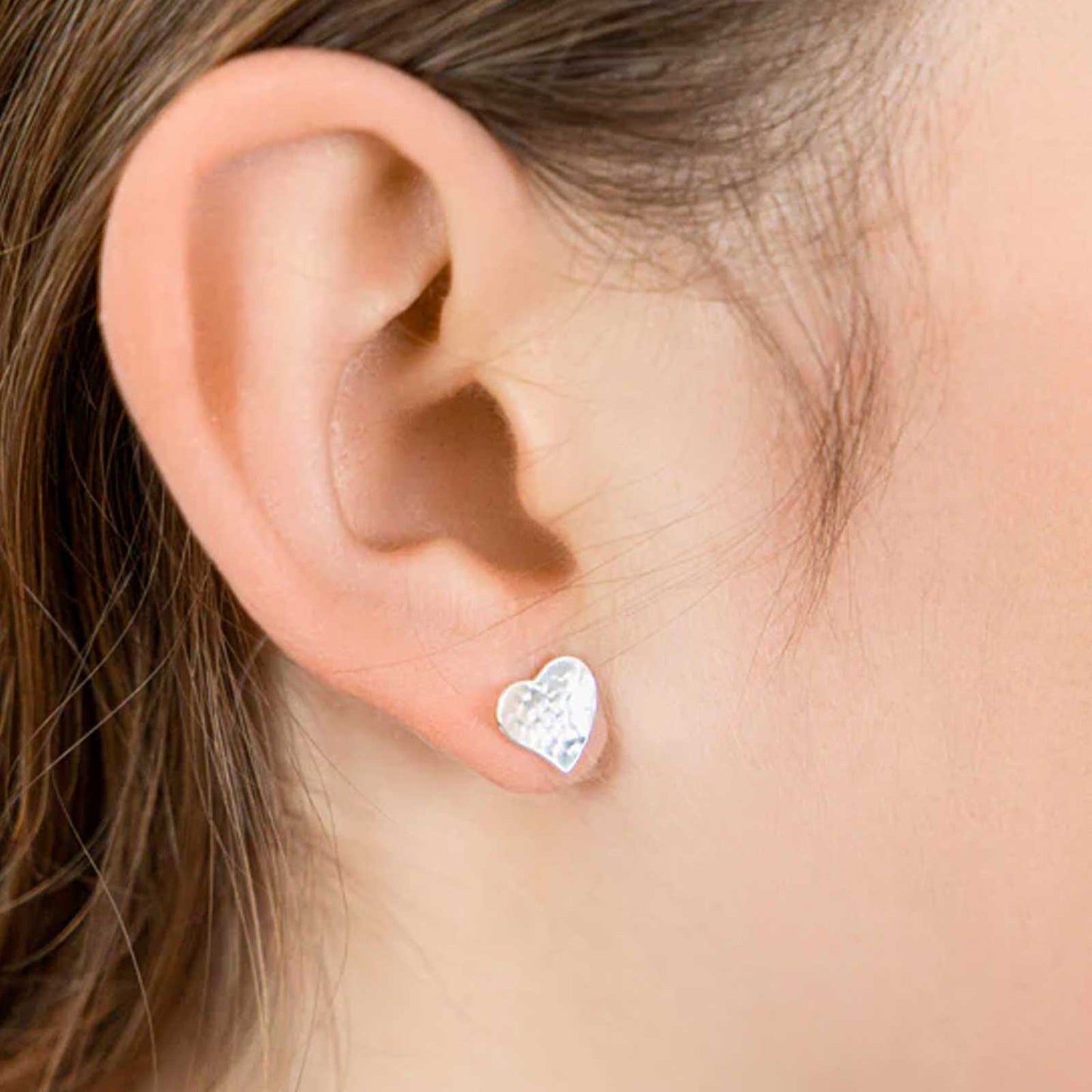Hammered Heart Stud Earrings - Cotswold Jewellery