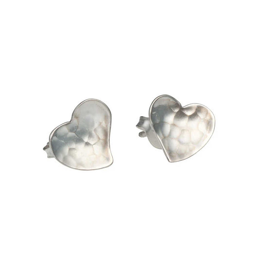 Hammered Heart Stud Earrings - Cotswold Jewellery