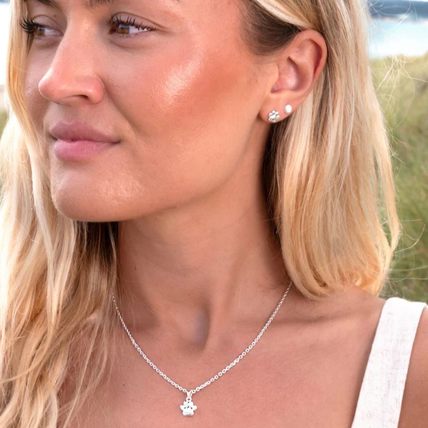 Dog Paw Necklace & Earrings Set